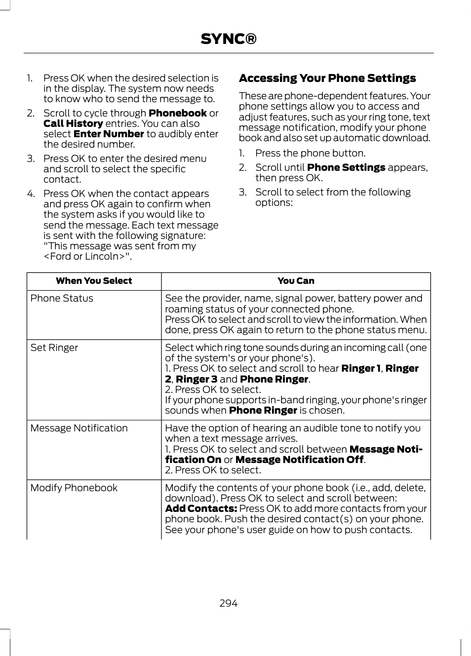 Sync | FORD 2013 Escape v.2 User Manual | Page 297 / 432