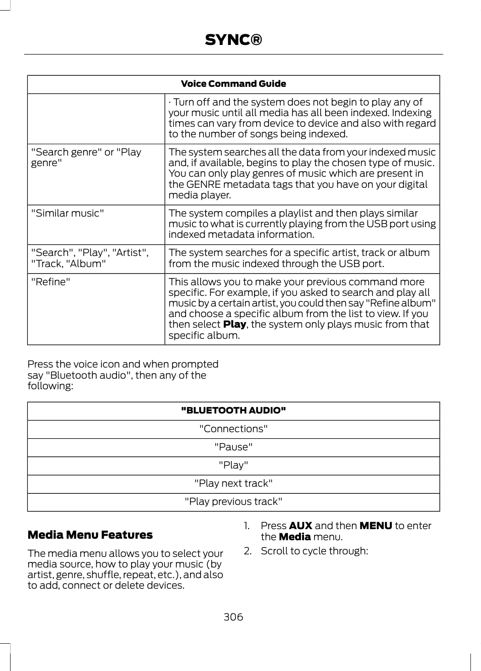 Sync | FORD 2013 Escape v.2 User Manual | Page 309 / 432