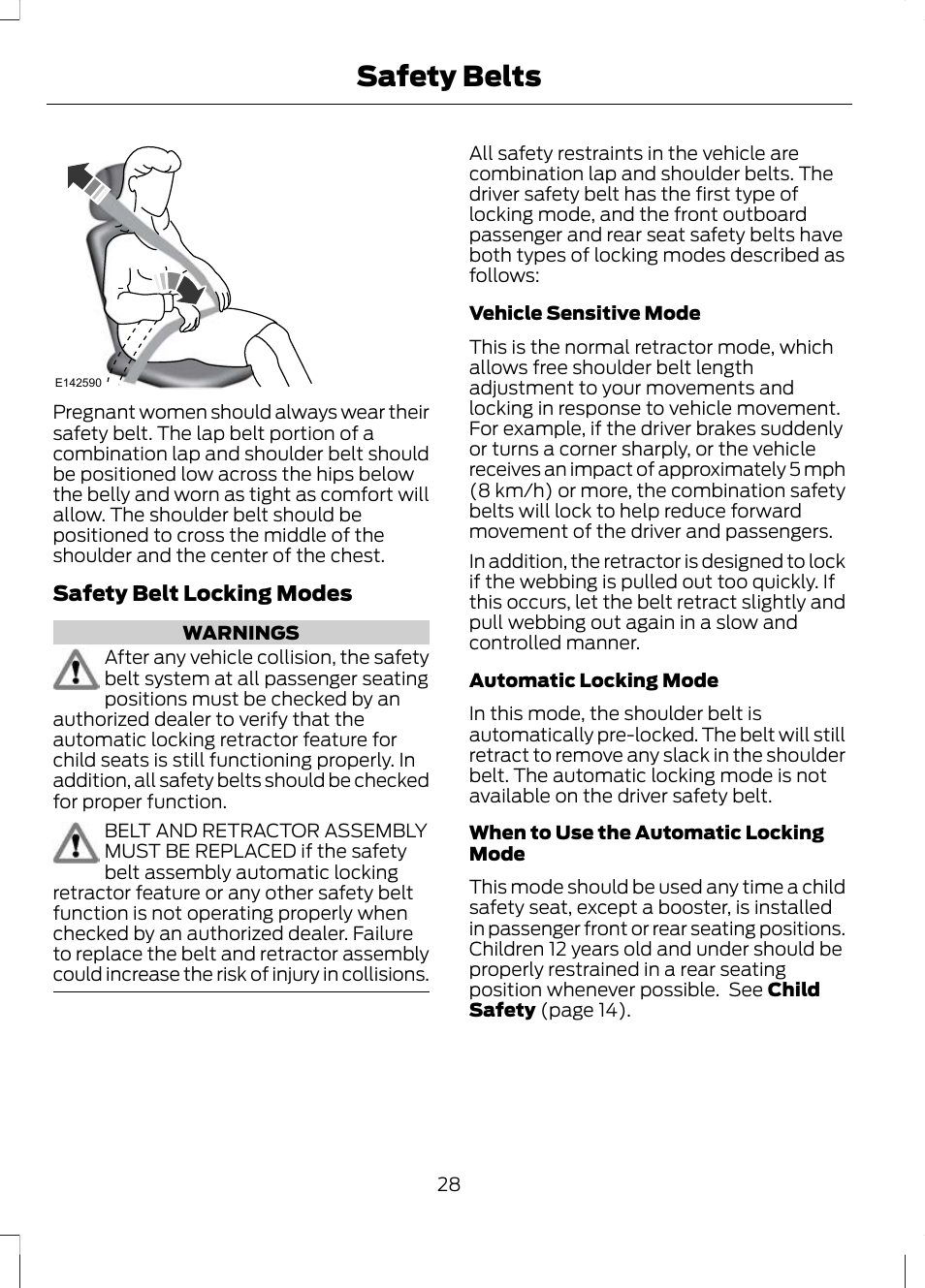 Safety belts | FORD 2013 Escape v.2 User Manual | Page 31 / 432