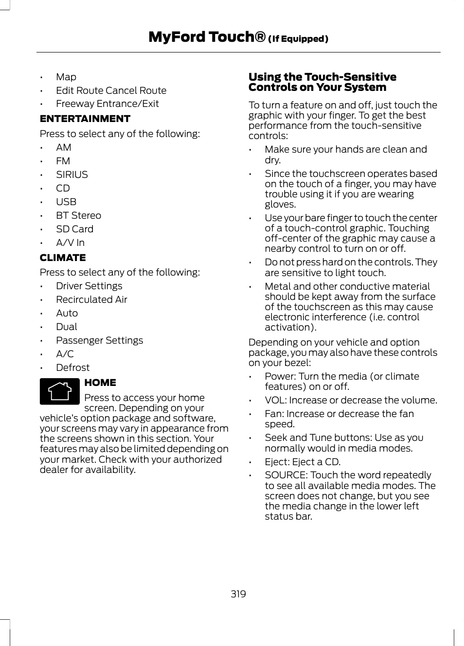 Myford touch | FORD 2013 Escape v.2 User Manual | Page 322 / 432