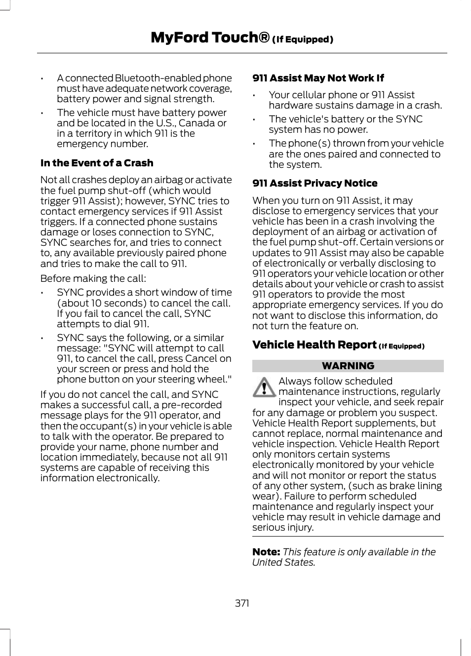 Myford touch | FORD 2013 Escape v.2 User Manual | Page 374 / 432