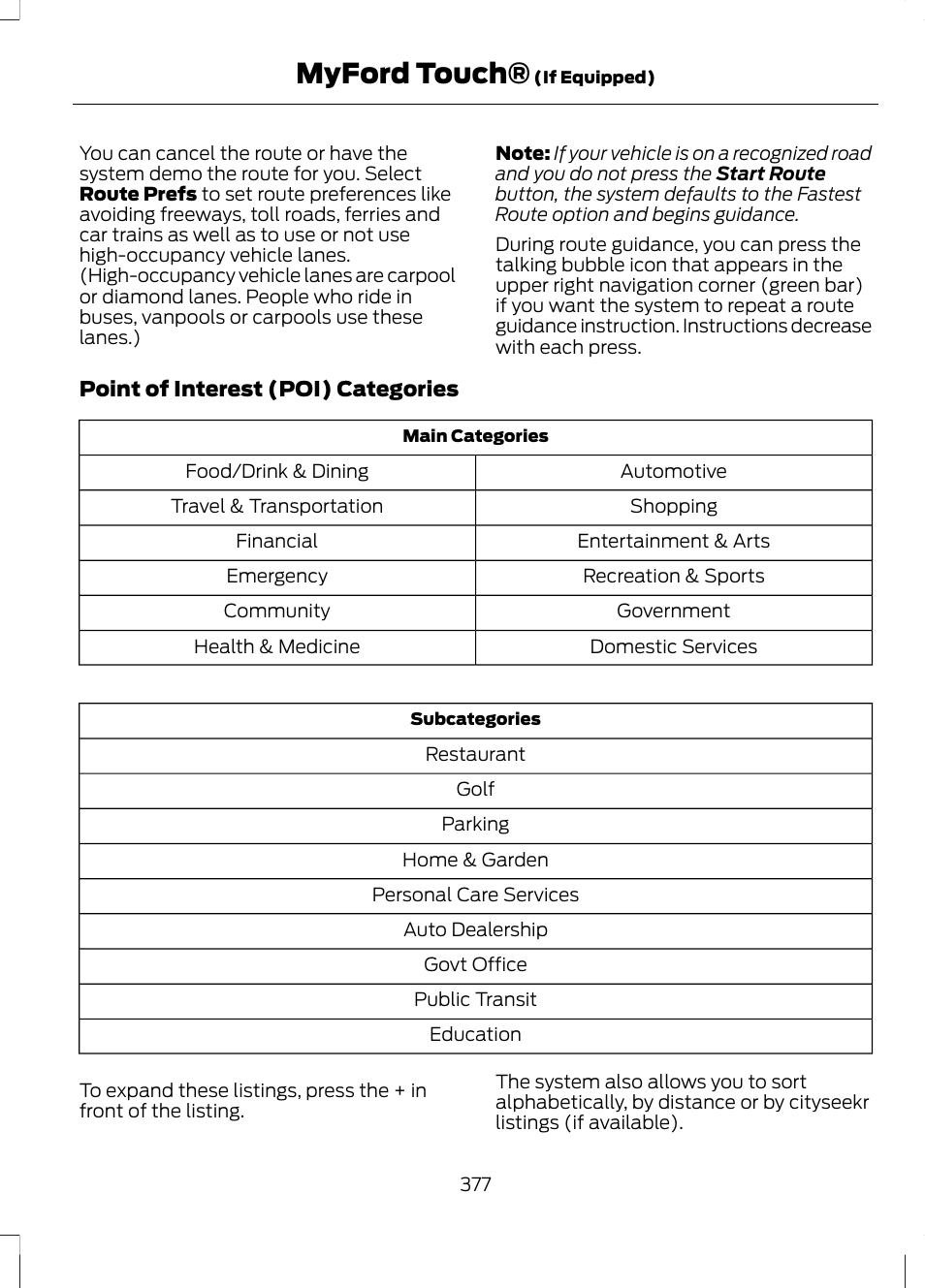 Myford touch | FORD 2013 Escape v.2 User Manual | Page 380 / 432