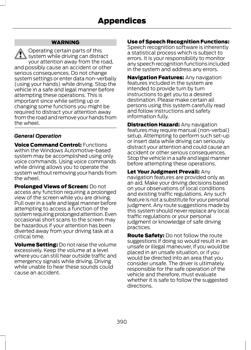 Appendices | FORD 2013 Escape v.2 User Manual | Page 393 / 432