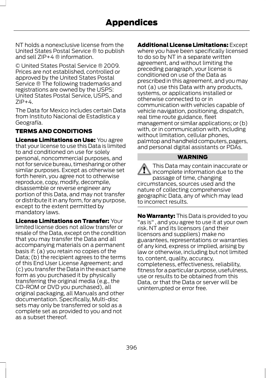 Appendices | FORD 2013 Escape v.2 User Manual | Page 399 / 432