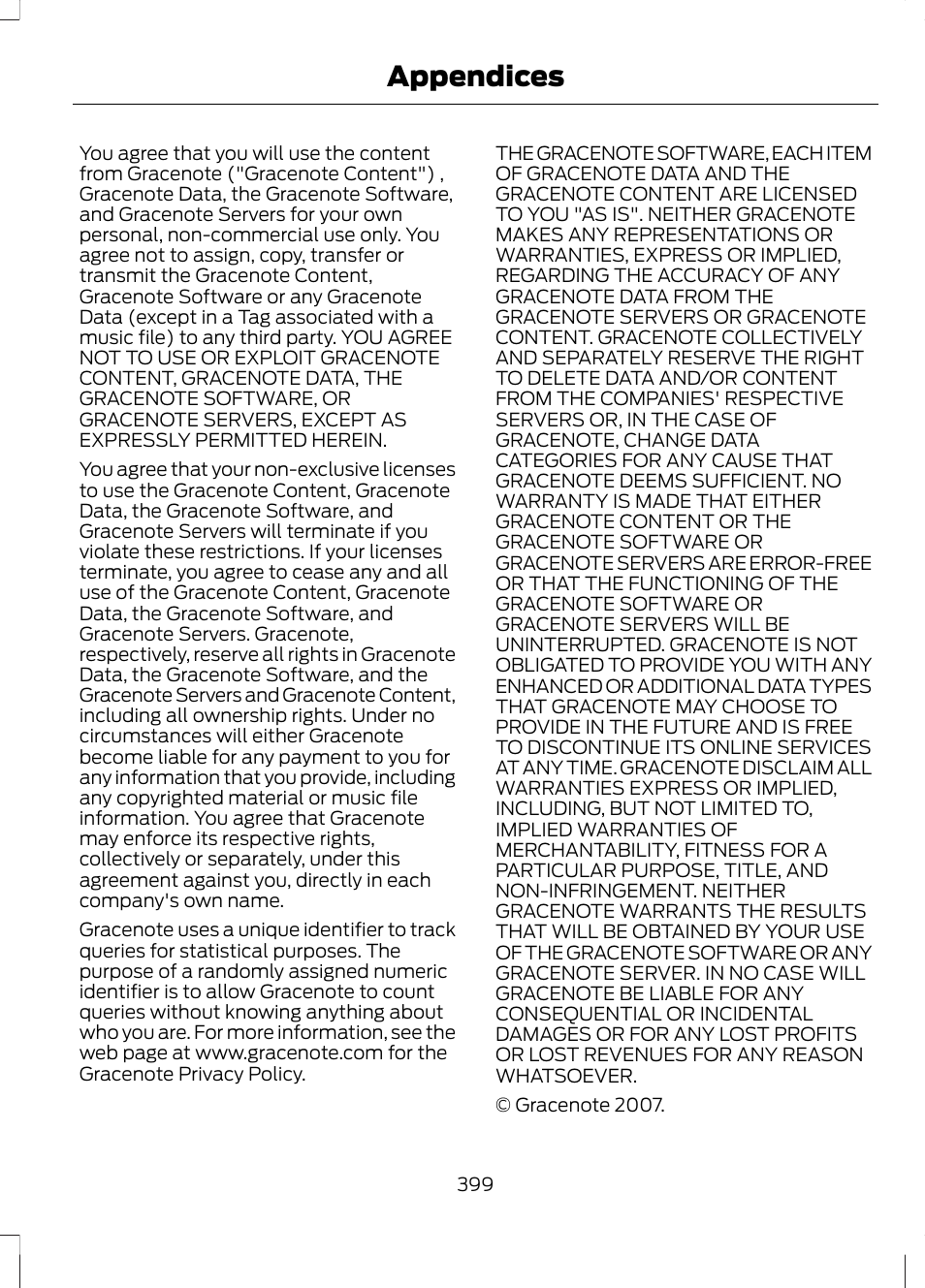 Appendices | FORD 2013 Escape v.2 User Manual | Page 402 / 432