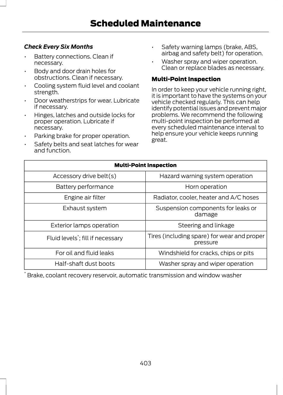 Scheduled maintenance | FORD 2013 Escape v.2 User Manual | Page 406 / 432