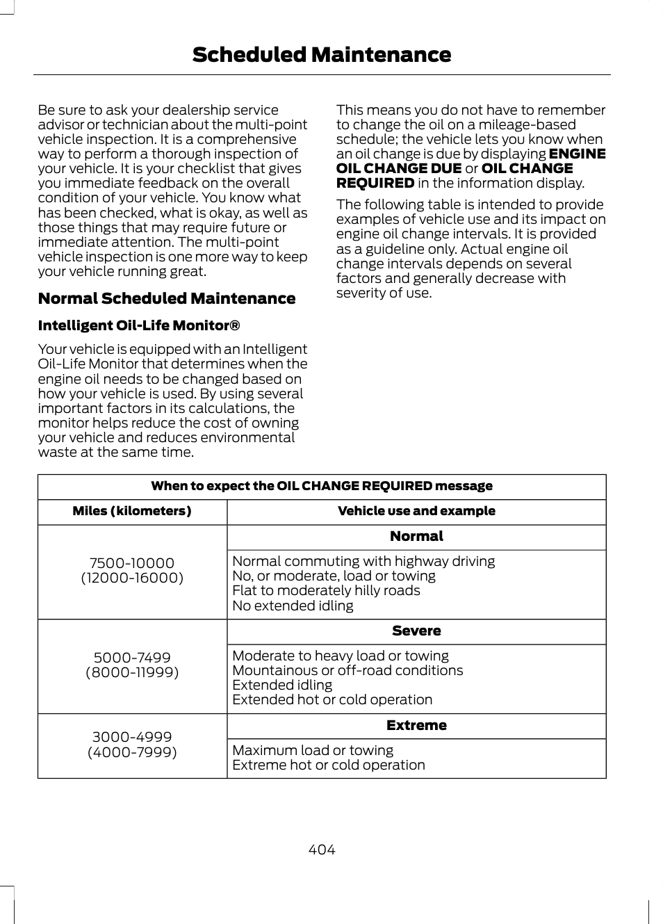 Scheduled maintenance | FORD 2013 Escape v.2 User Manual | Page 407 / 432