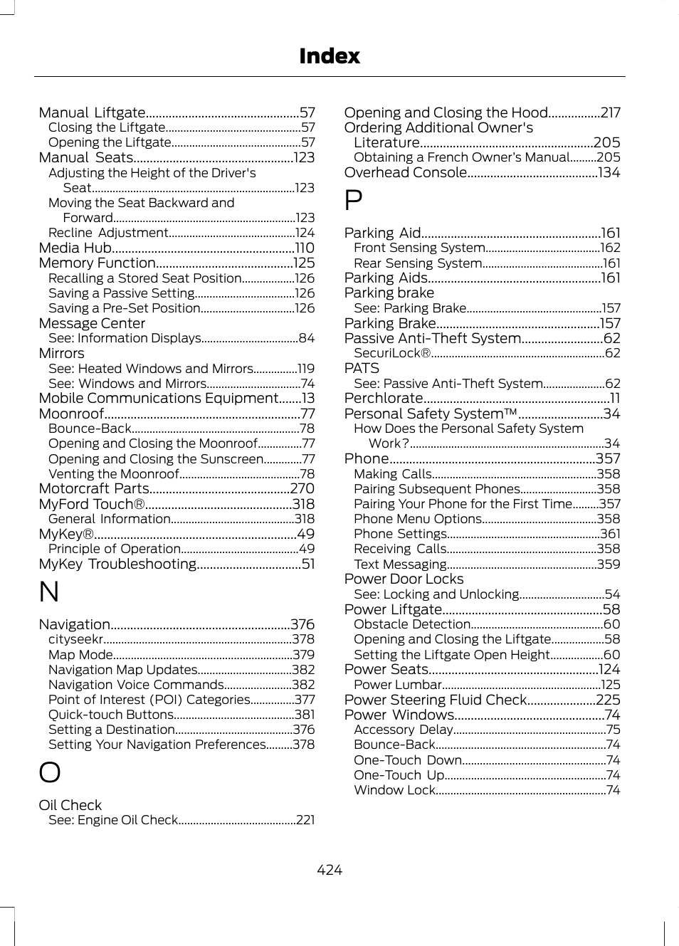 Index | FORD 2013 Escape v.2 User Manual | Page 427 / 432