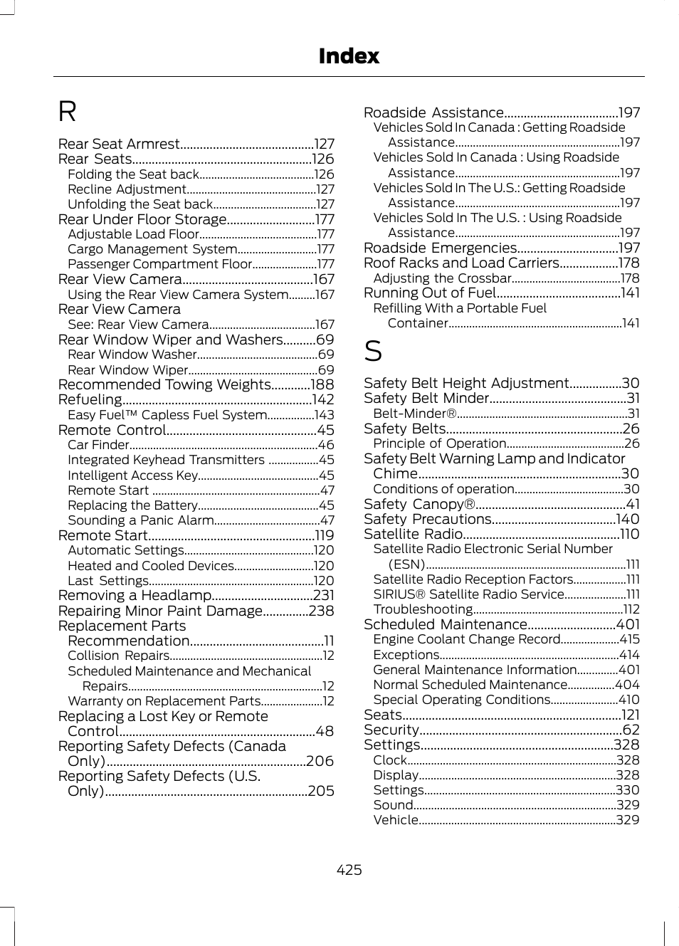 Index | FORD 2013 Escape v.2 User Manual | Page 428 / 432