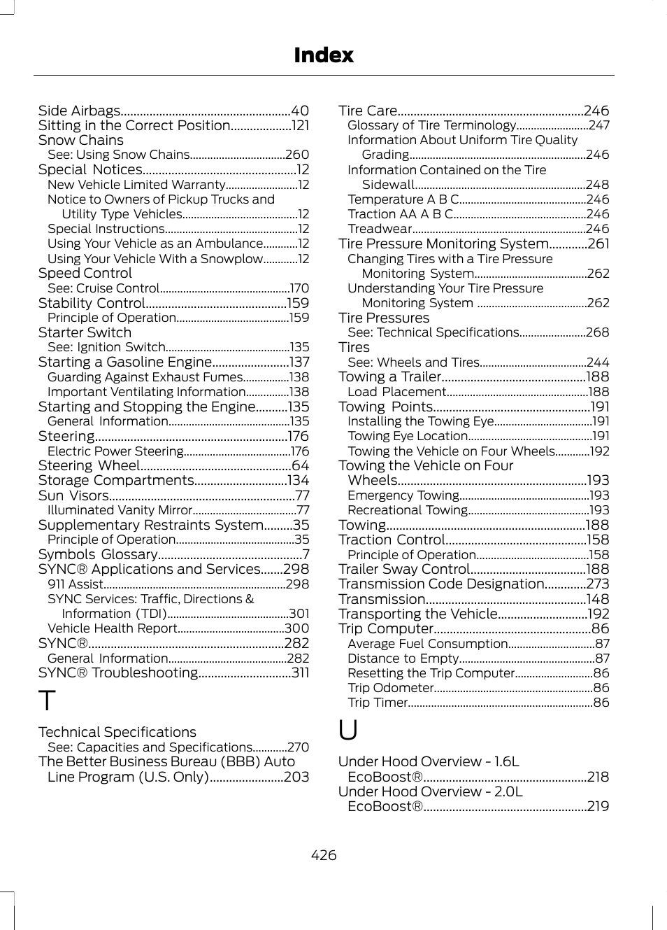 Index | FORD 2013 Escape v.2 User Manual | Page 429 / 432