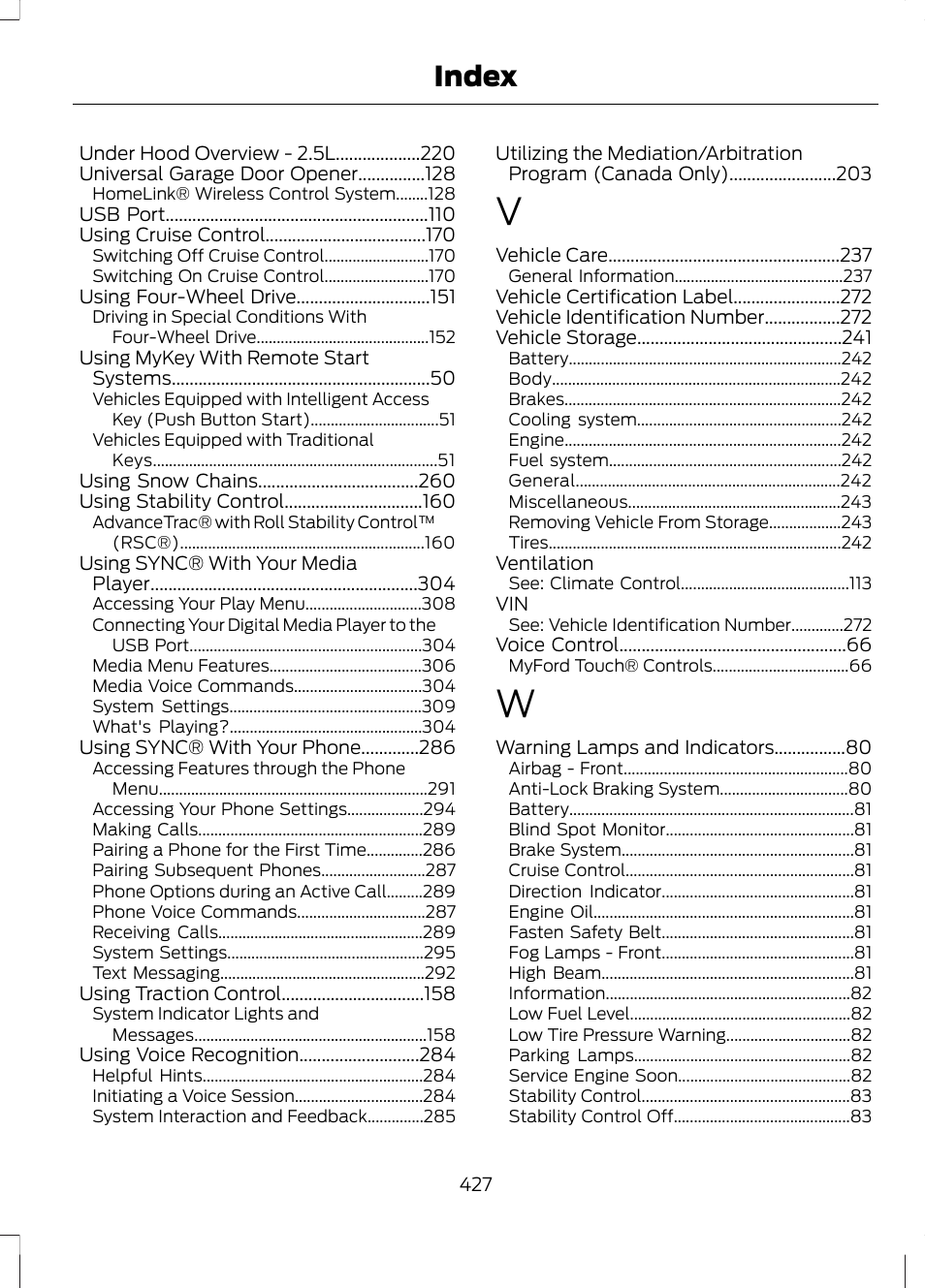 Index | FORD 2013 Escape v.2 User Manual | Page 430 / 432