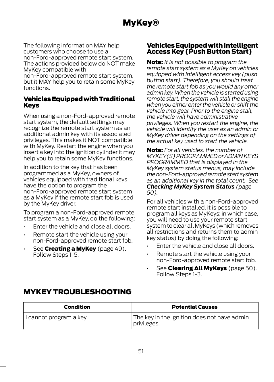 Mykey troubleshooting, Mykey | FORD 2013 Escape v.2 User Manual | Page 54 / 432