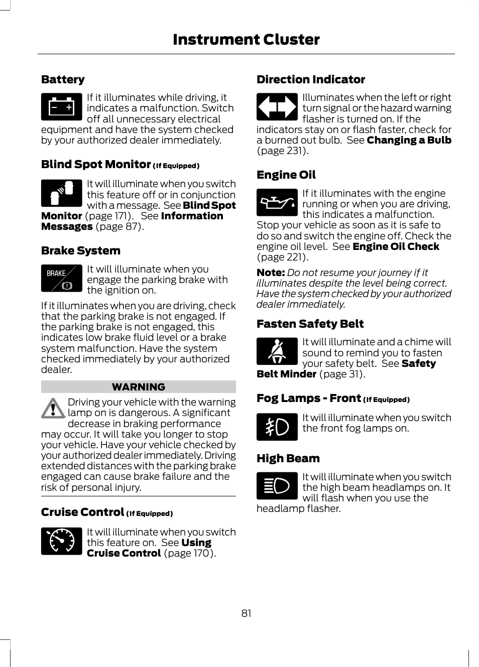Instrument cluster | FORD 2013 Escape v.2 User Manual | Page 84 / 432