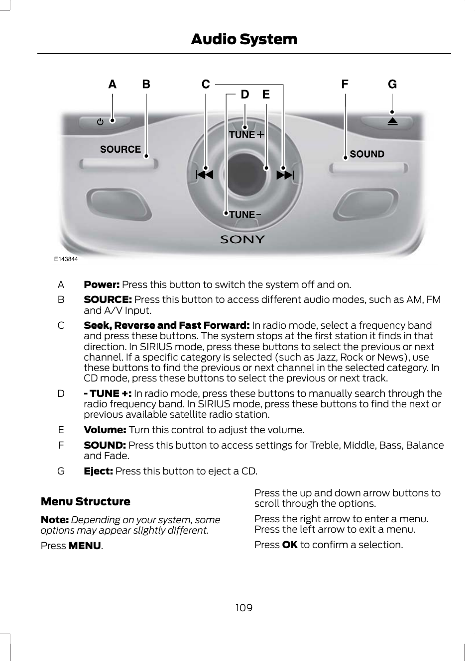 Audio system | FORD 2013 Escape v.3 User Manual | Page 112 / 434