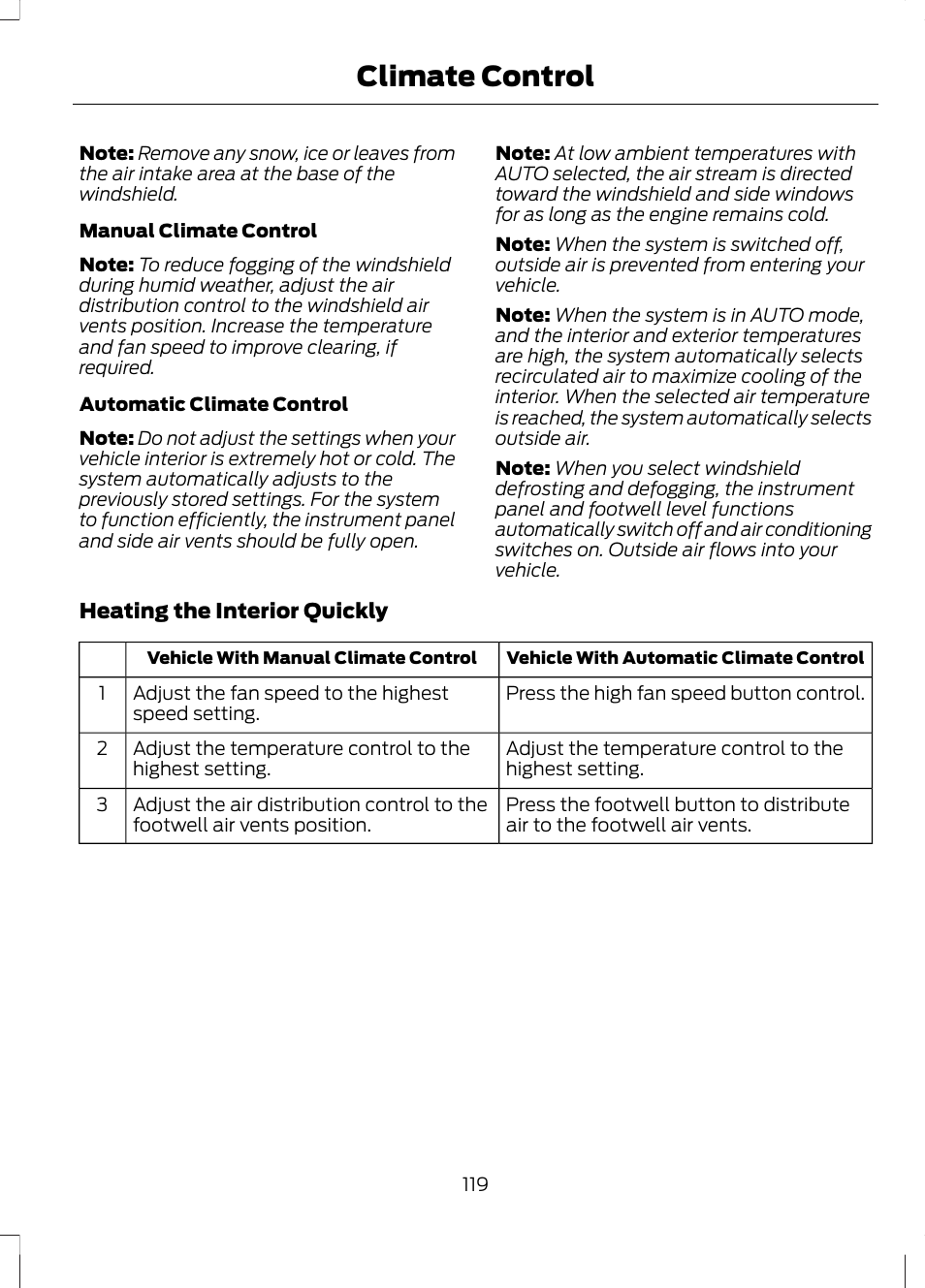 Climate control | FORD 2013 Escape v.3 User Manual | Page 122 / 434