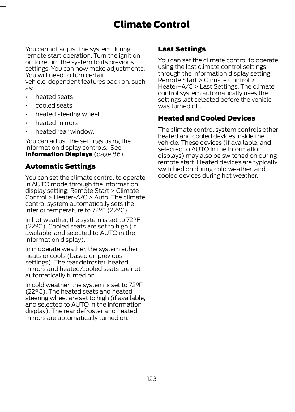 Climate control | FORD 2013 Escape v.3 User Manual | Page 126 / 434