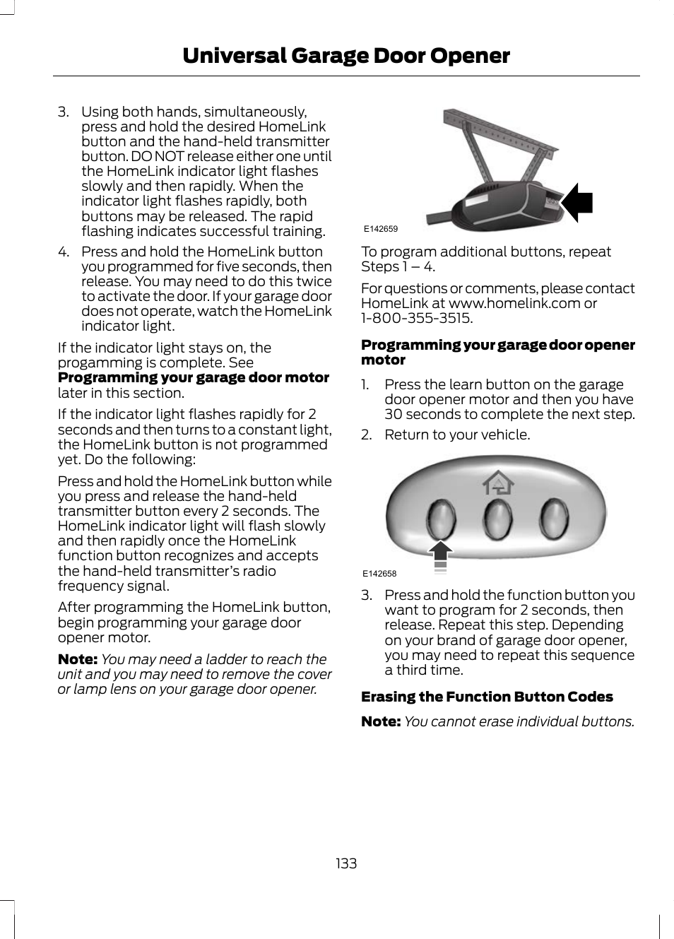 Universal garage door opener | FORD 2013 Escape v.3 User Manual | Page 136 / 434