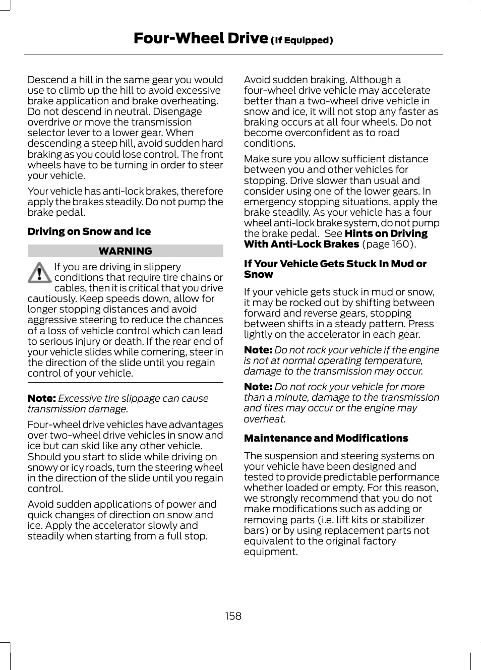 Four-wheel drive | FORD 2013 Escape v.3 User Manual | Page 161 / 434