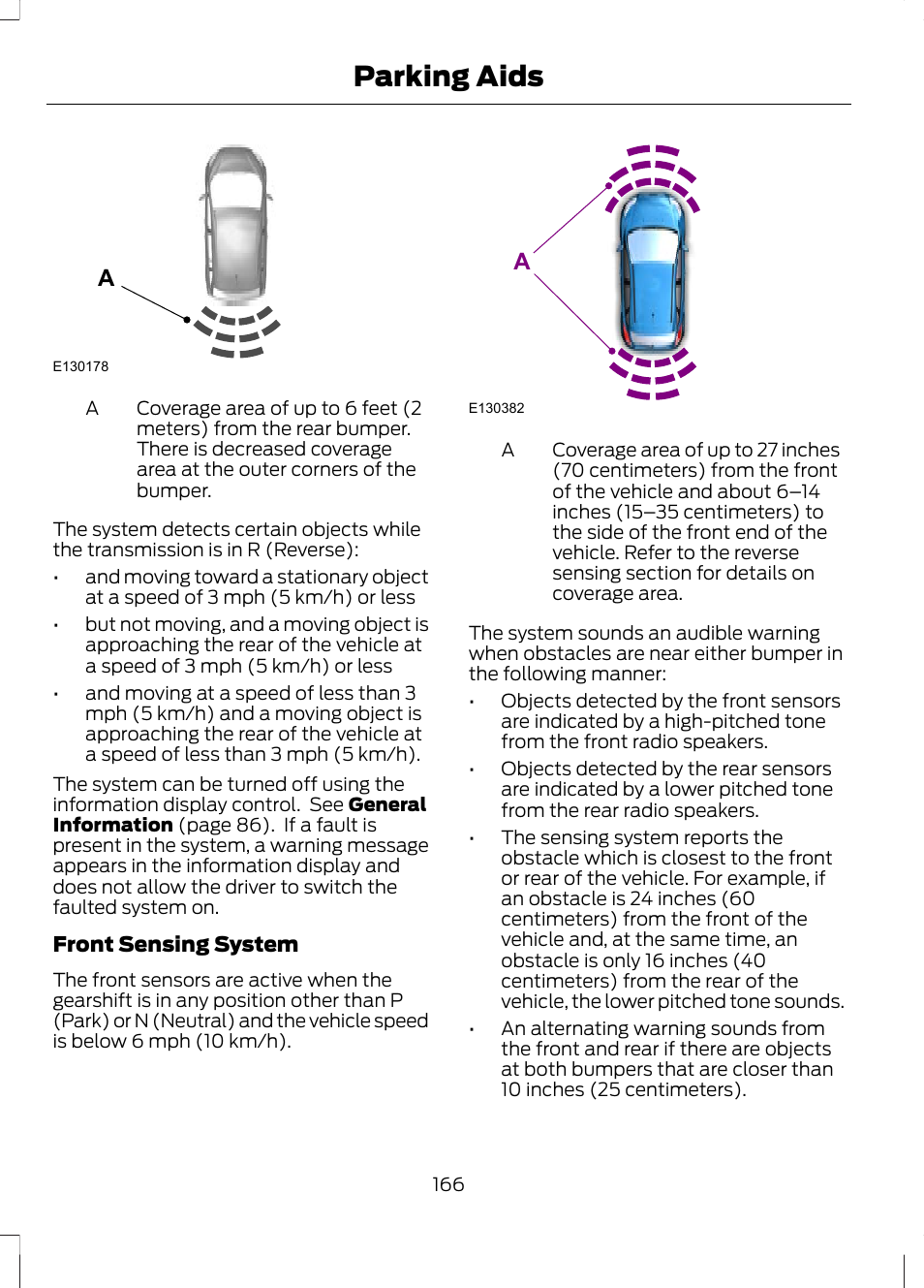 Parking aids | FORD 2013 Escape v.3 User Manual | Page 169 / 434