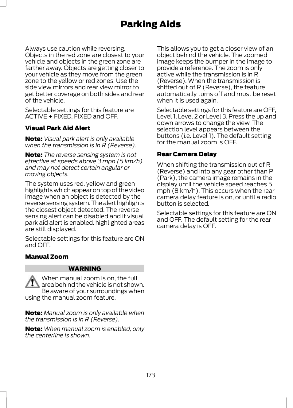 Parking aids | FORD 2013 Escape v.3 User Manual | Page 176 / 434
