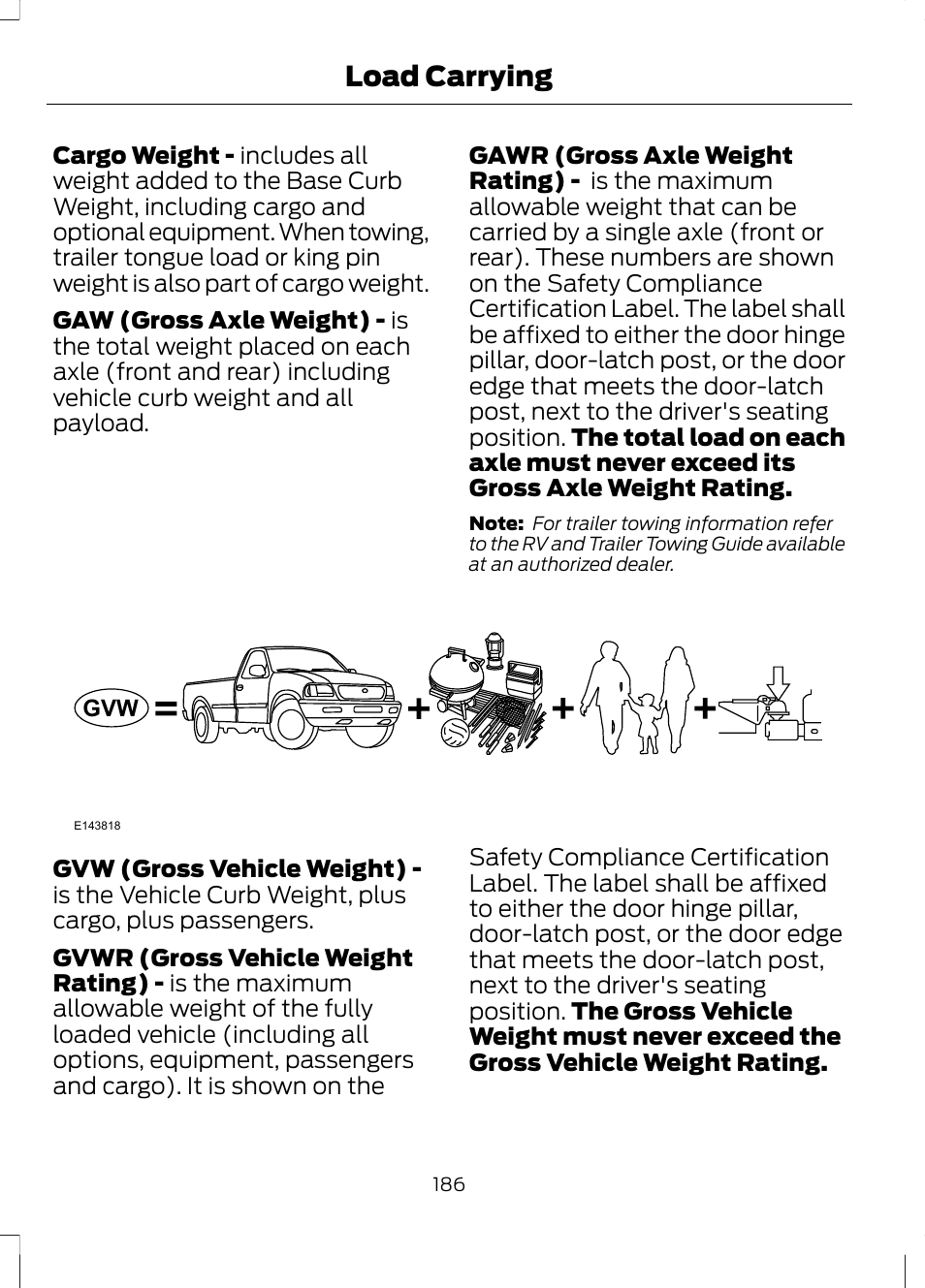 Load carrying | FORD 2013 Escape v.3 User Manual | Page 189 / 434