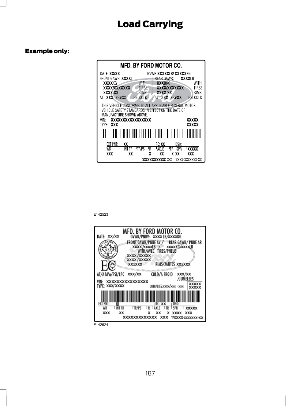 Load carrying | FORD 2013 Escape v.3 User Manual | Page 190 / 434