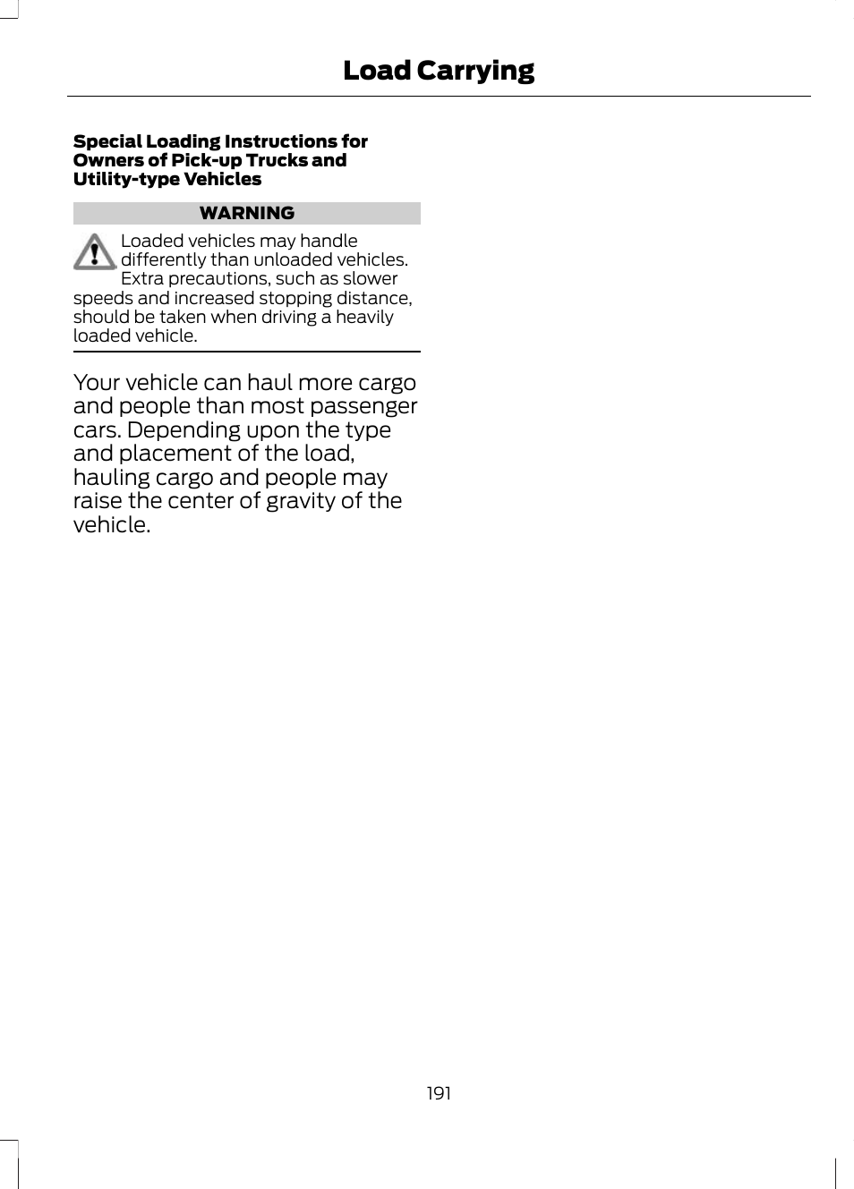 Load carrying | FORD 2013 Escape v.3 User Manual | Page 194 / 434