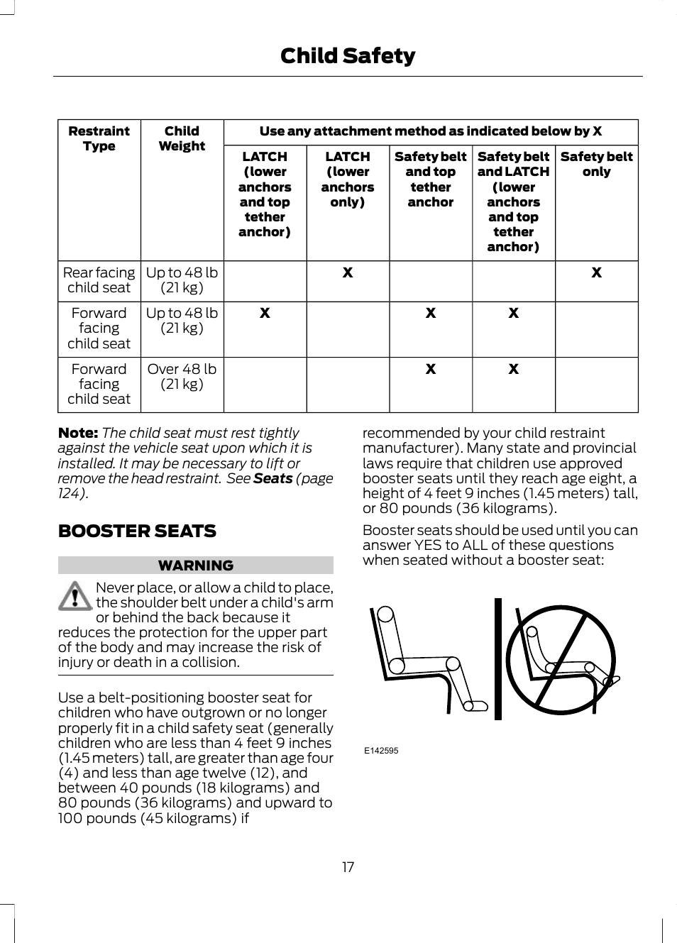 Booster seats, Child safety | FORD 2013 Escape v.3 User Manual | Page 20 / 434