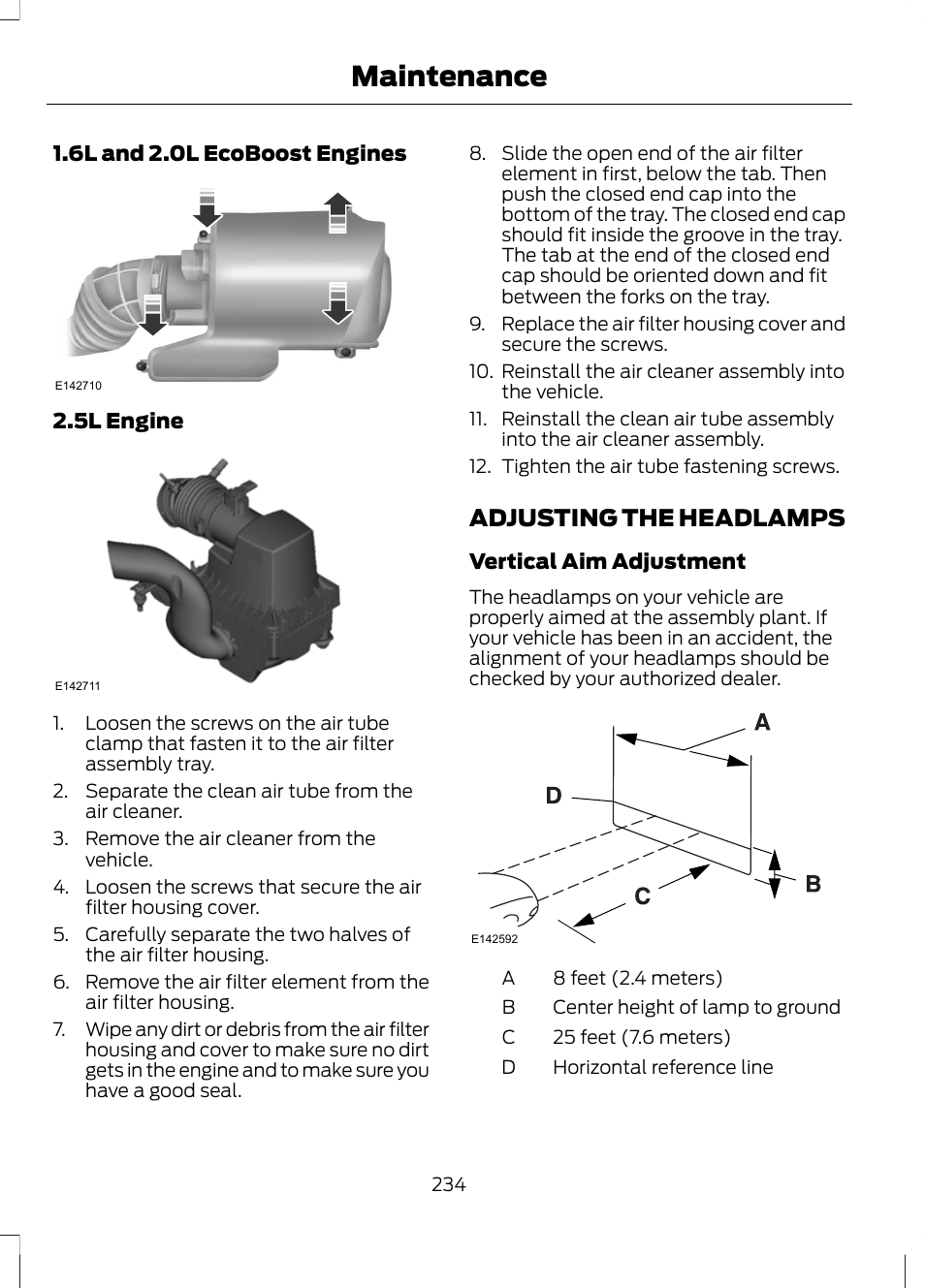 Adjusting the headlamps, Maintenance | FORD 2013 Escape v.3 User Manual | Page 237 / 434