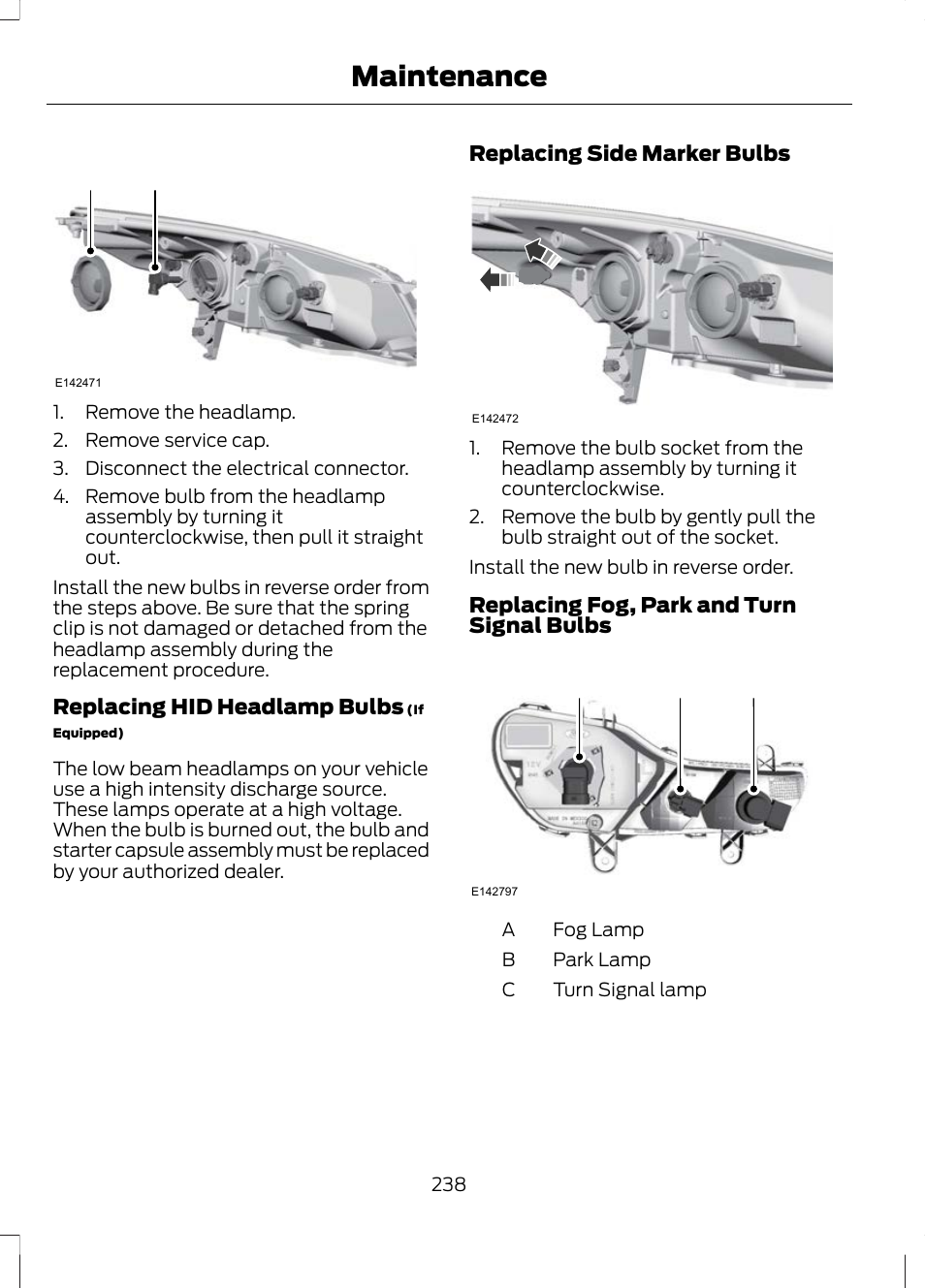 Maintenance, Ab c | FORD 2013 Escape v.3 User Manual | Page 241 / 434