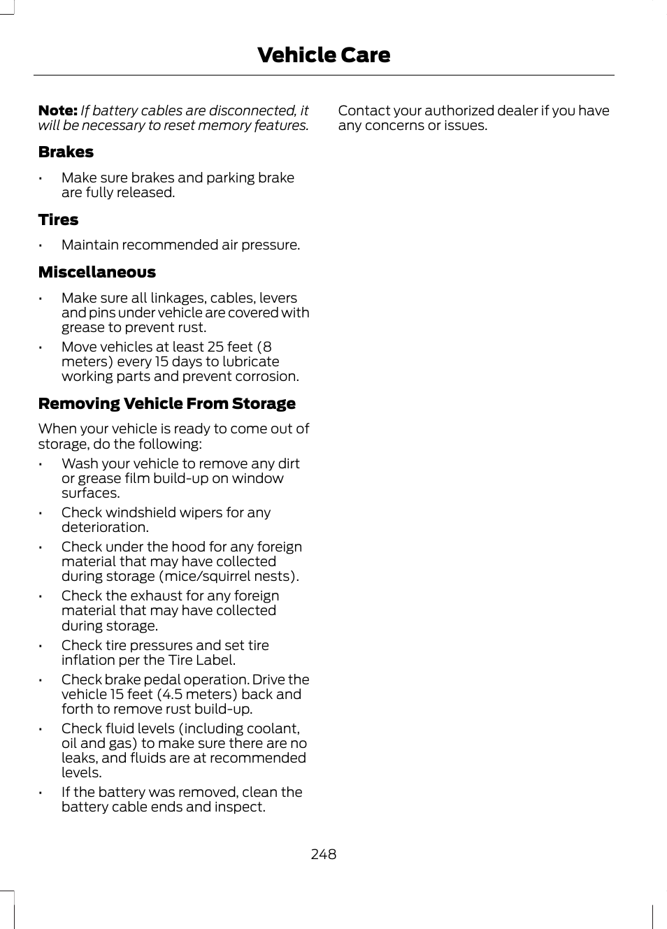 Vehicle care | FORD 2013 Escape v.3 User Manual | Page 251 / 434