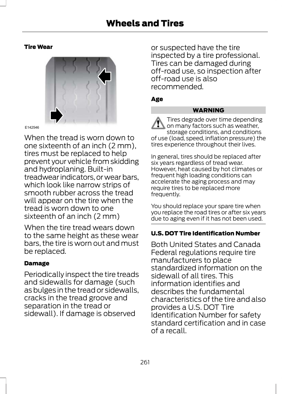 Wheels and tires | FORD 2013 Escape v.3 User Manual | Page 264 / 434