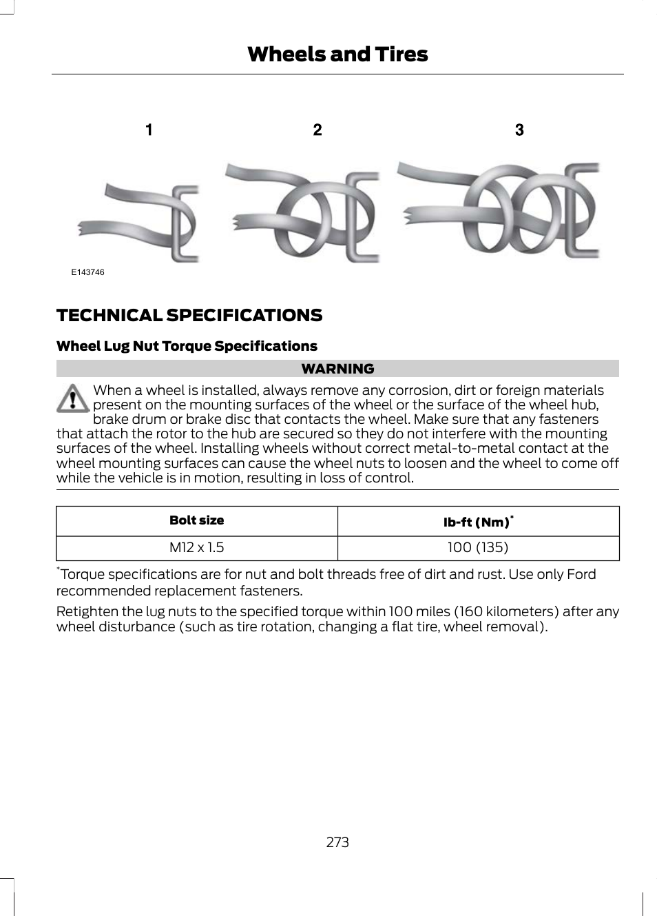 Technical specifications, Wheels and tires | FORD 2013 Escape v.3 User Manual | Page 276 / 434