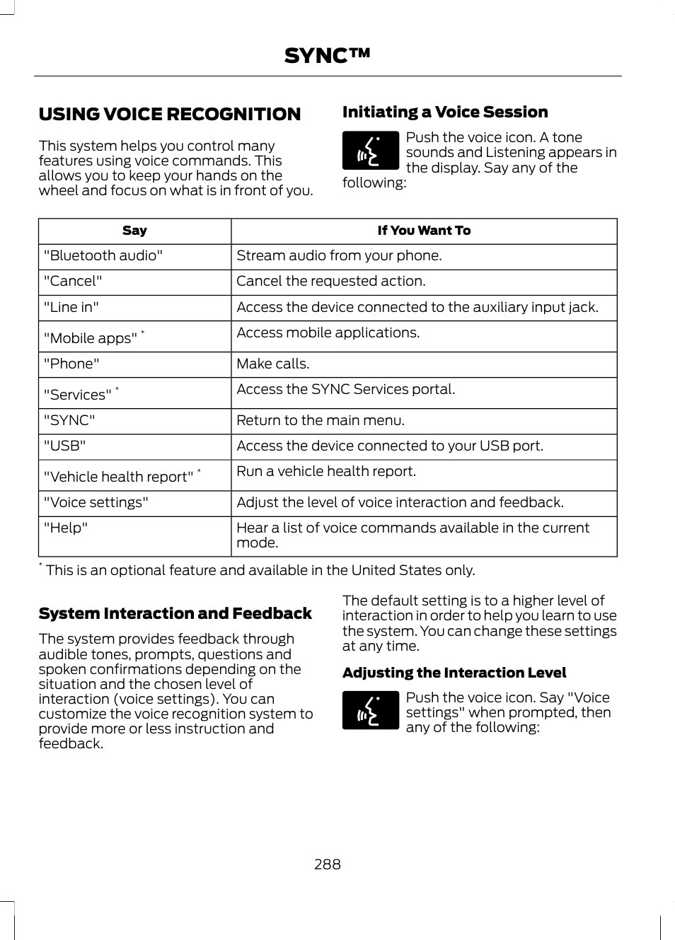 Sync, Using voice recognition | FORD 2013 Escape v.3 User Manual | Page 291 / 434