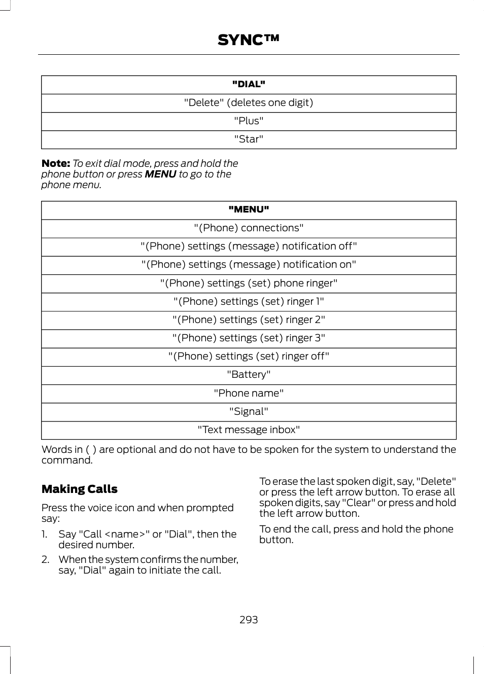 Sync | FORD 2013 Escape v.3 User Manual | Page 296 / 434