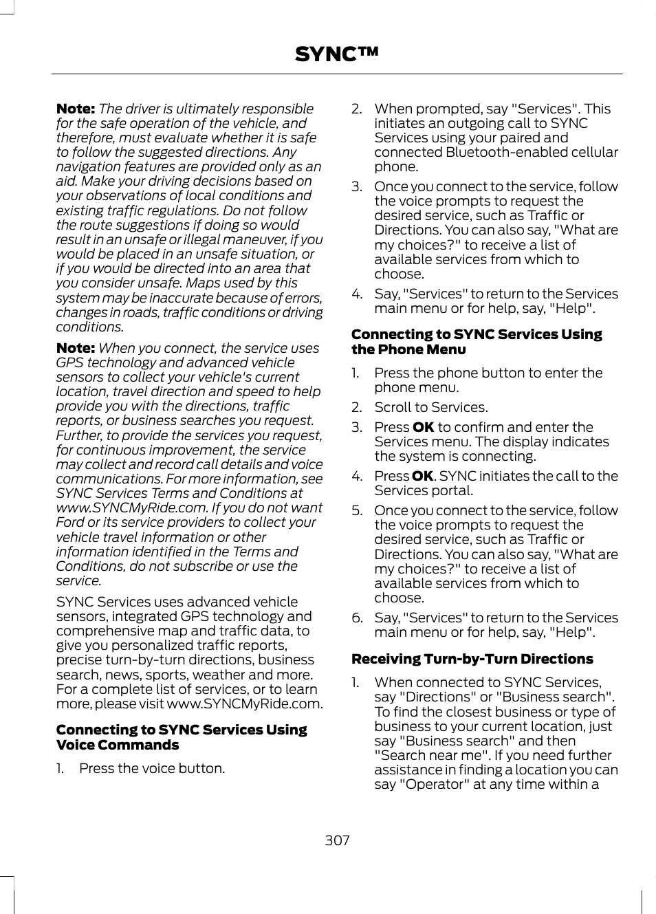 Sync | FORD 2013 Escape v.3 User Manual | Page 310 / 434
