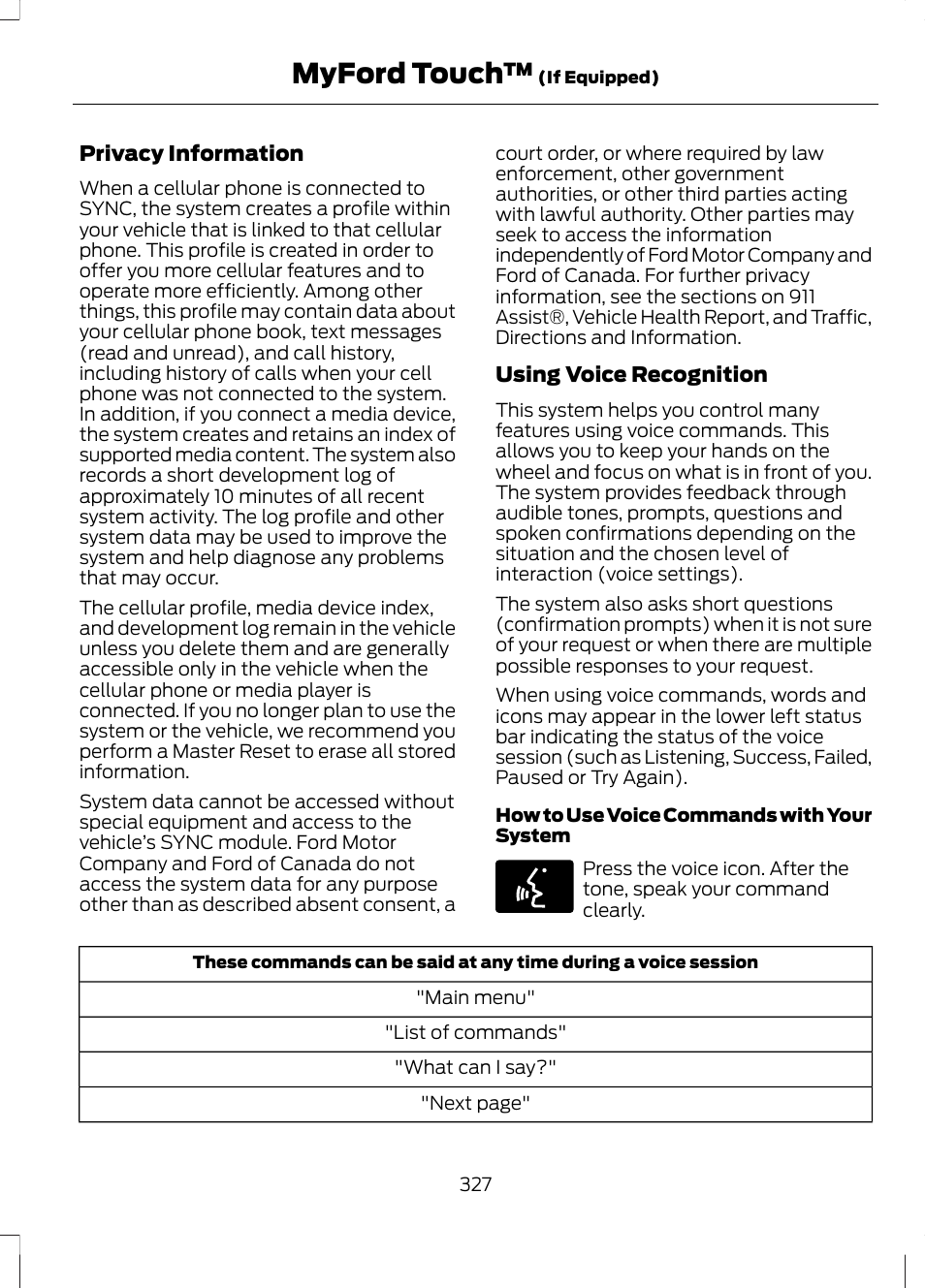 Myford touch | FORD 2013 Escape v.3 User Manual | Page 330 / 434