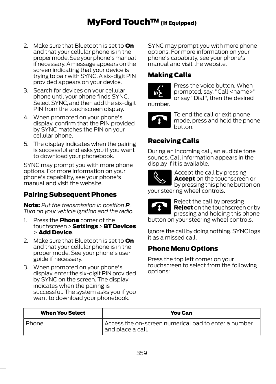 Myford touch | FORD 2013 Escape v.3 User Manual | Page 362 / 434