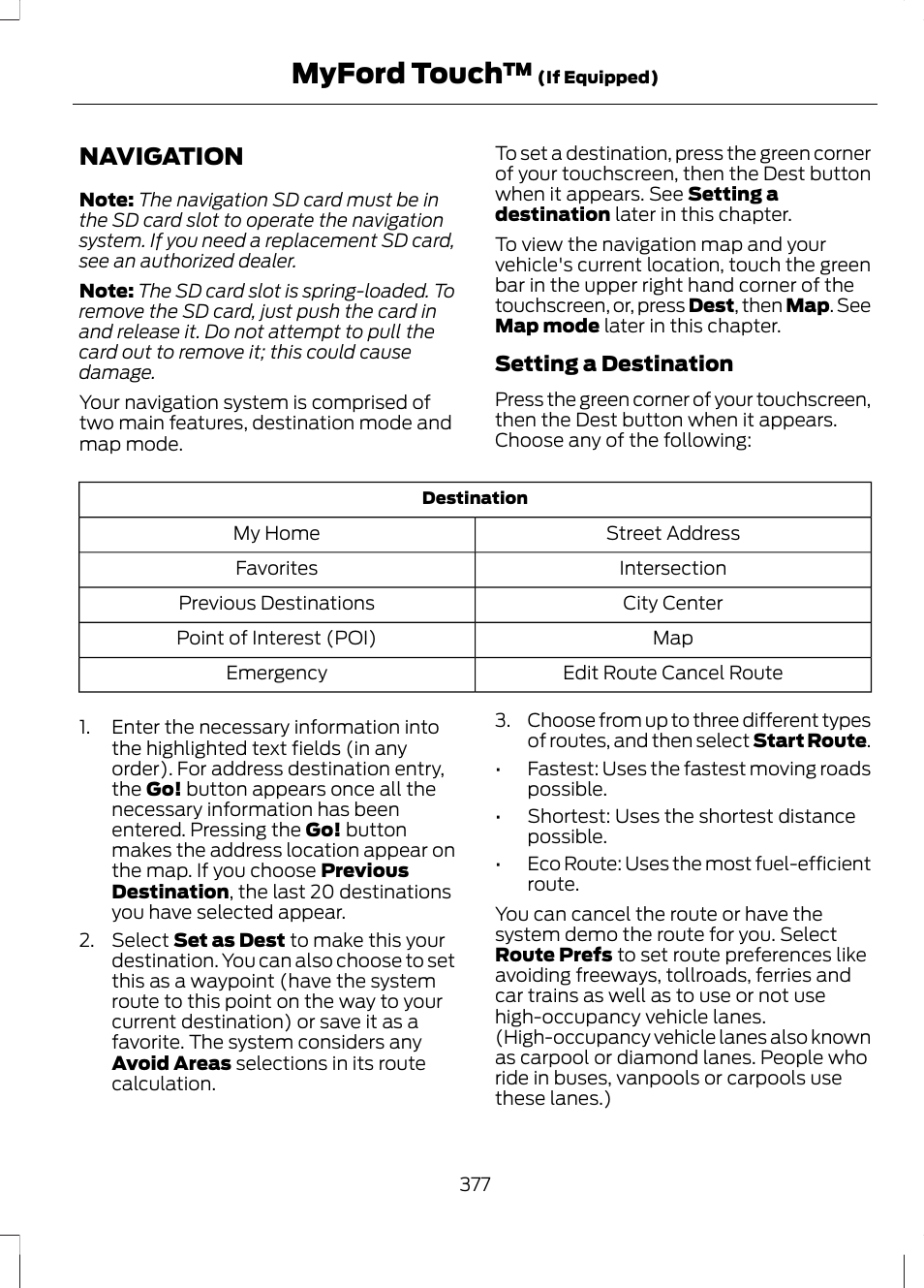 Navigation, Myford touch | FORD 2013 Escape v.3 User Manual | Page 380 / 434