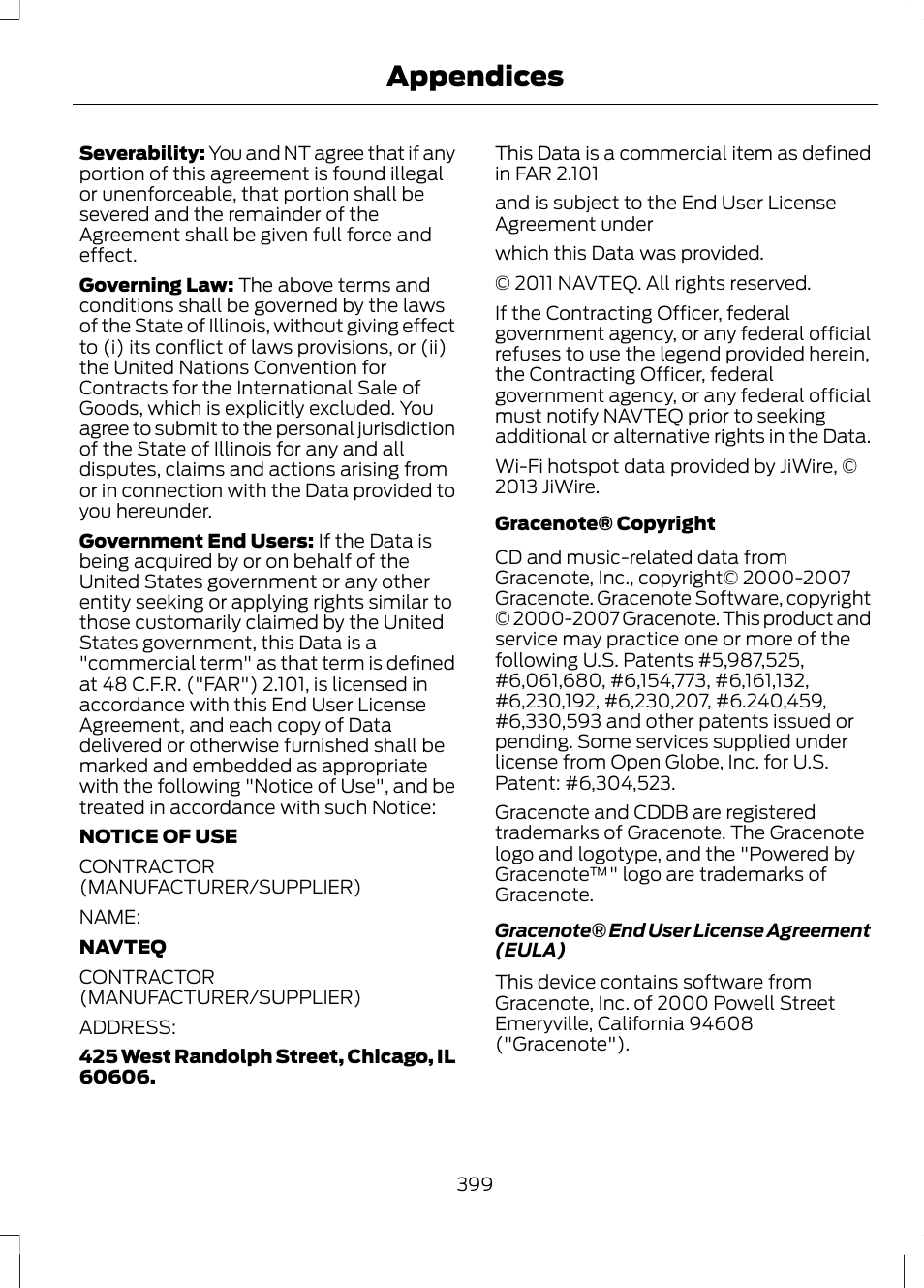 Appendices | FORD 2013 Escape v.3 User Manual | Page 402 / 434
