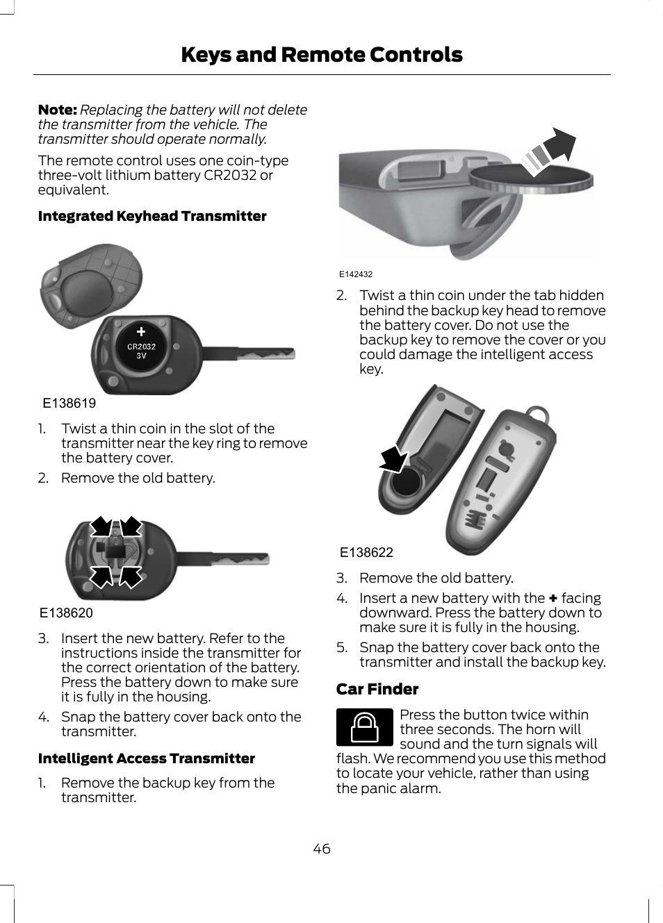 Keys and remote controls | FORD 2013 Escape v.3 User Manual | Page 49 / 434