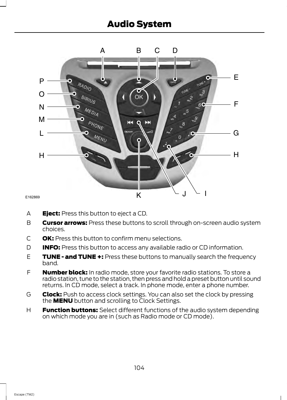 Audio system | FORD 2013 Escape v.4 User Manual | Page 108 / 433