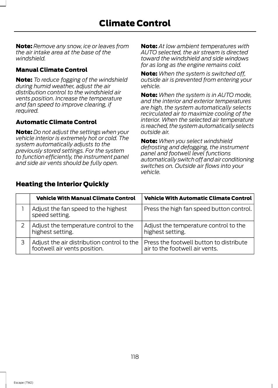 Climate control | FORD 2013 Escape v.4 User Manual | Page 122 / 433