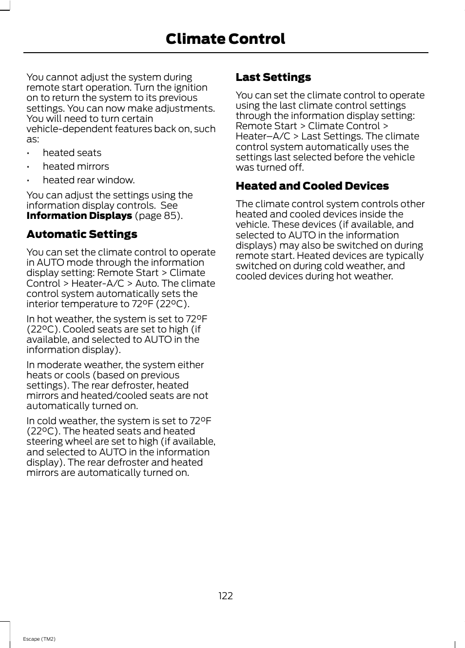 Climate control | FORD 2013 Escape v.4 User Manual | Page 126 / 433