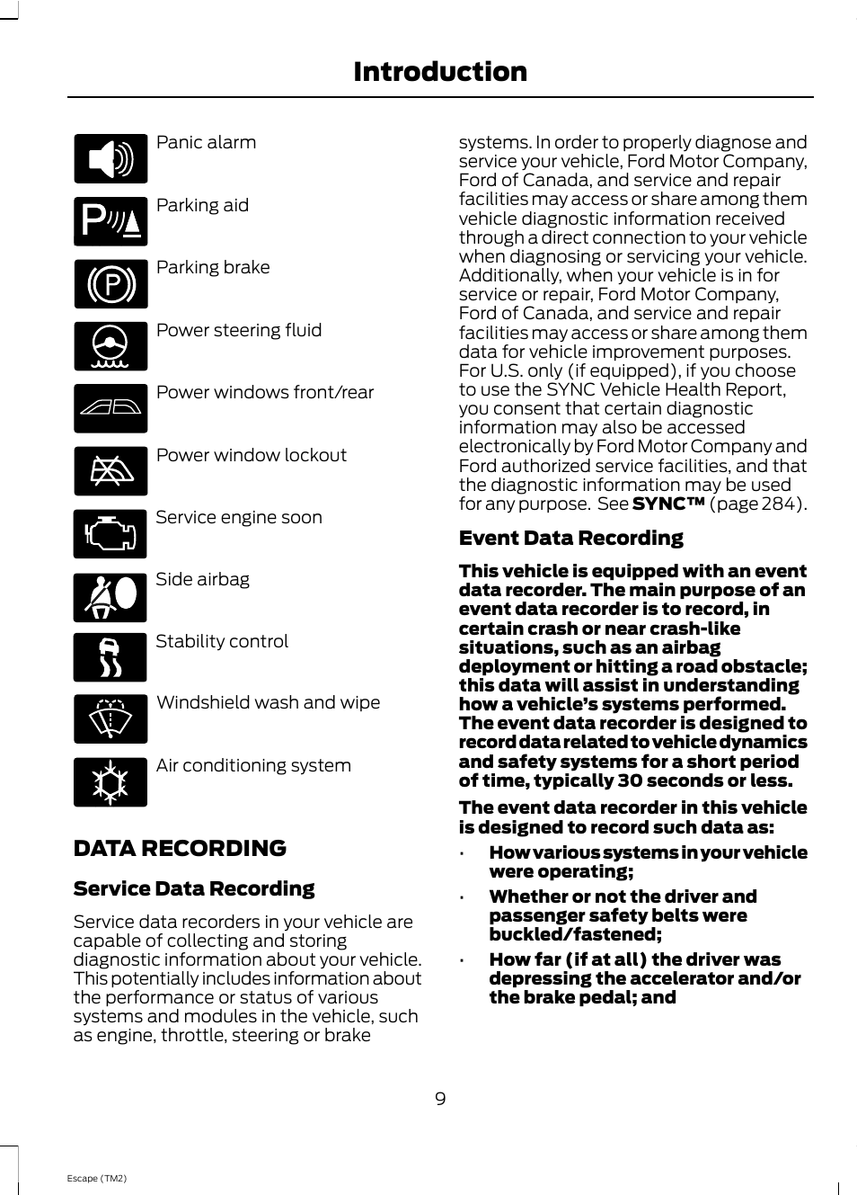 Introduction, Data recording | FORD 2013 Escape v.4 User Manual | Page 13 / 433
