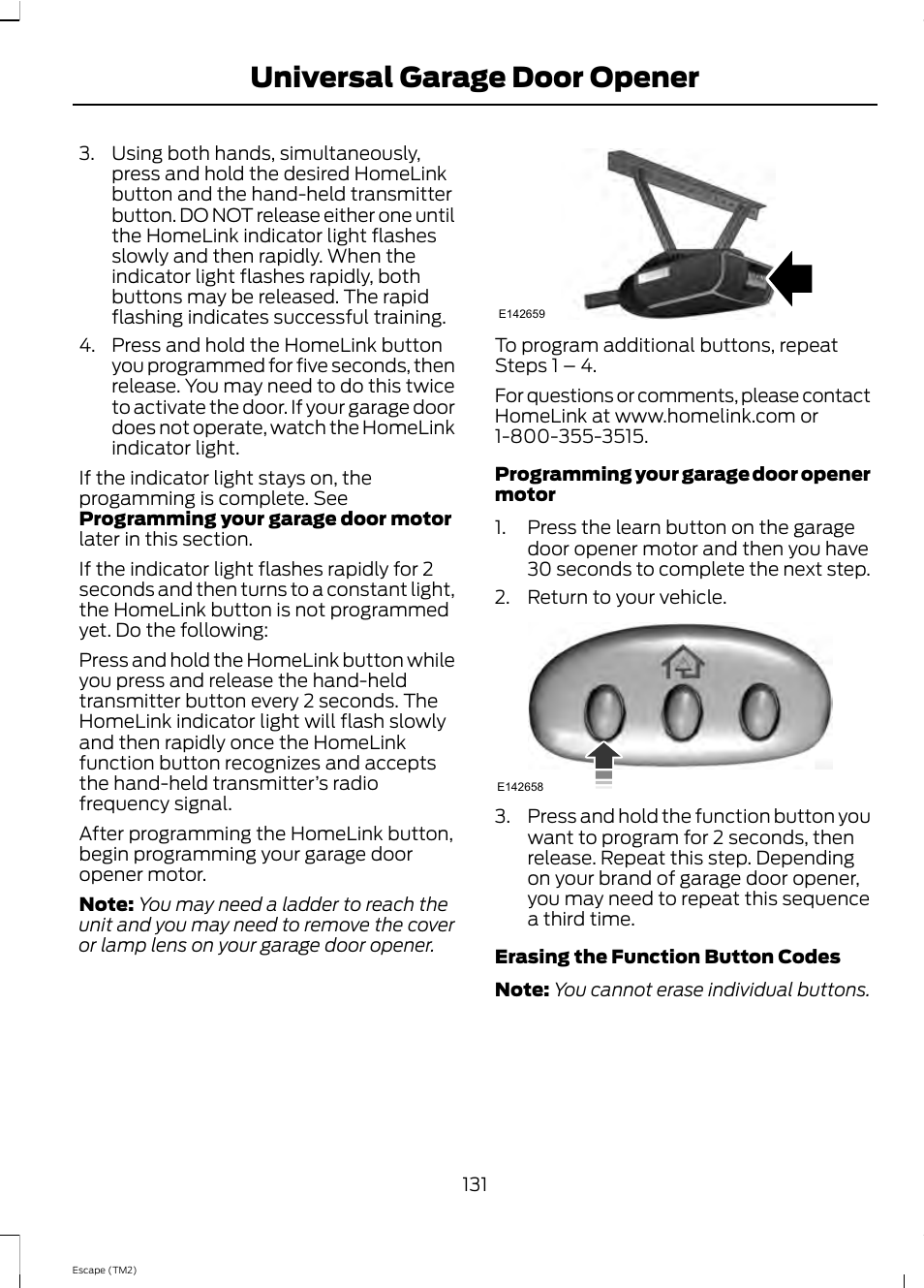 Universal garage door opener | FORD 2013 Escape v.4 User Manual | Page 135 / 433