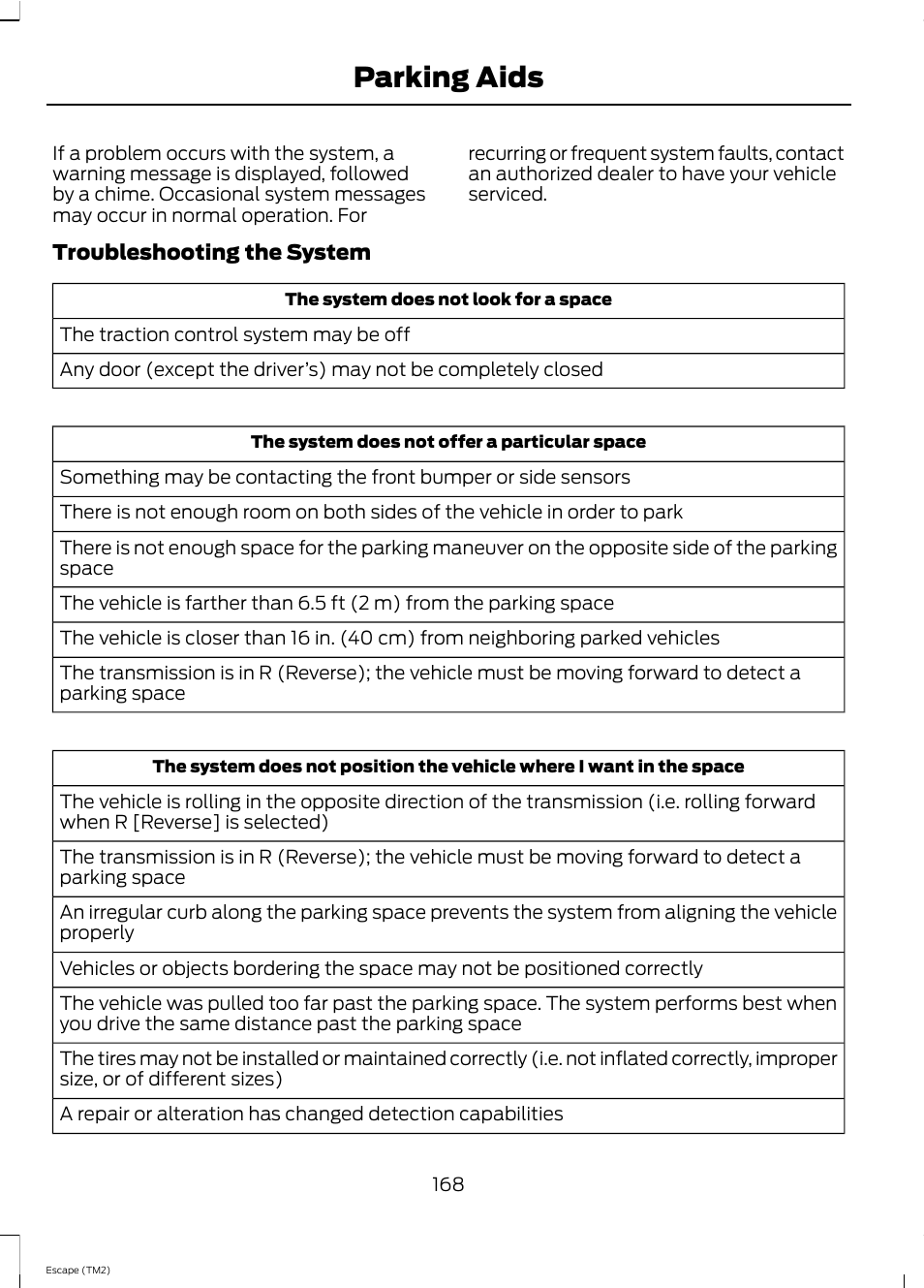 Parking aids | FORD 2013 Escape v.4 User Manual | Page 172 / 433