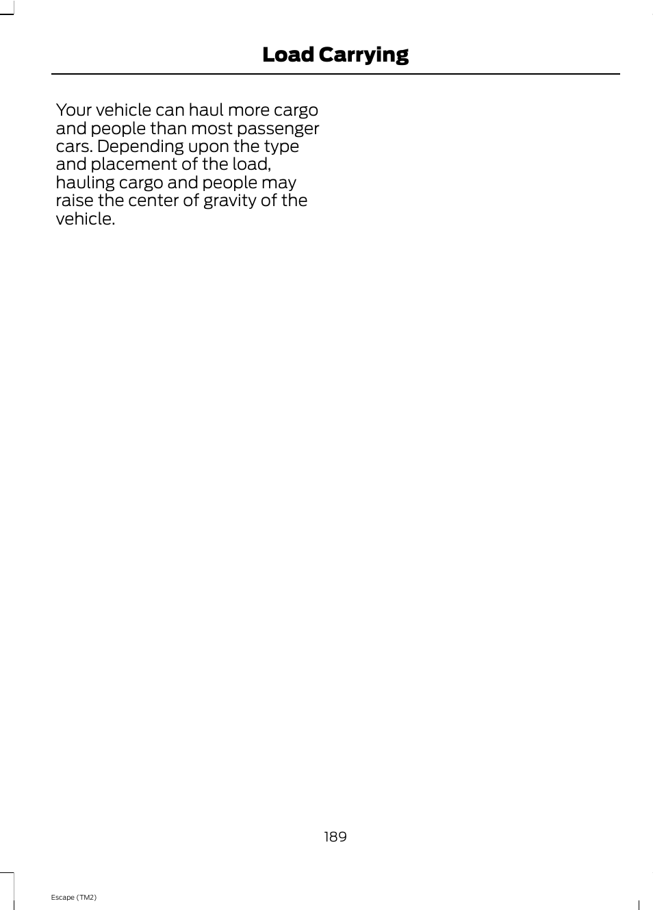 Load carrying | FORD 2013 Escape v.4 User Manual | Page 193 / 433