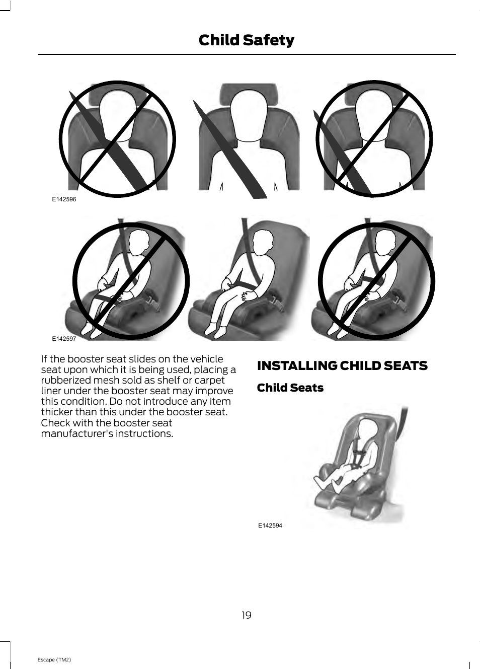 Child safety, Installing child seats, Child seats | FORD 2013 Escape v.4 User Manual | Page 23 / 433