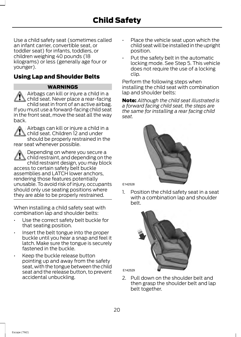Child safety | FORD 2013 Escape v.4 User Manual | Page 24 / 433